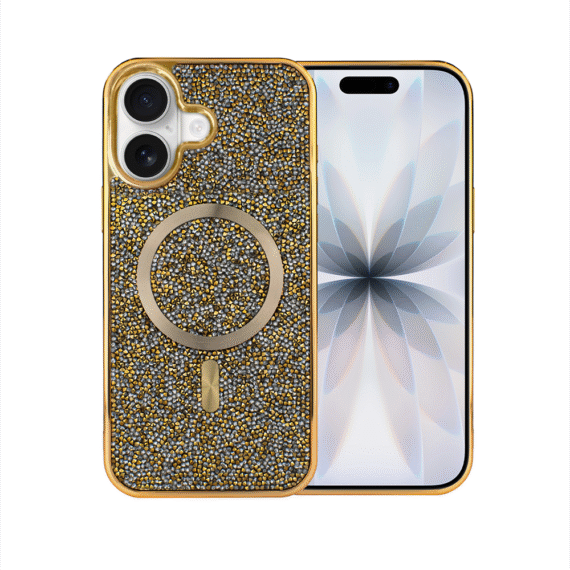 Etui do iPhone 17 MagSafe Tresury Case, diamentowe, z błyszczącą ramką, złote (7) Etui do iPhone 17 MagSafe Tresury Case, diamentowe, z błyszczącą ramką, złote (7)