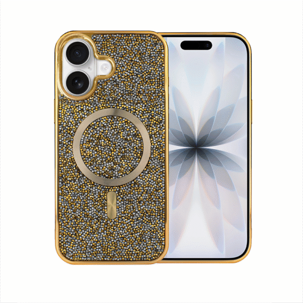 Etui do iPhone 17 MagSafe Tresury Case, diamentowe, z błyszczącą ramką, złote