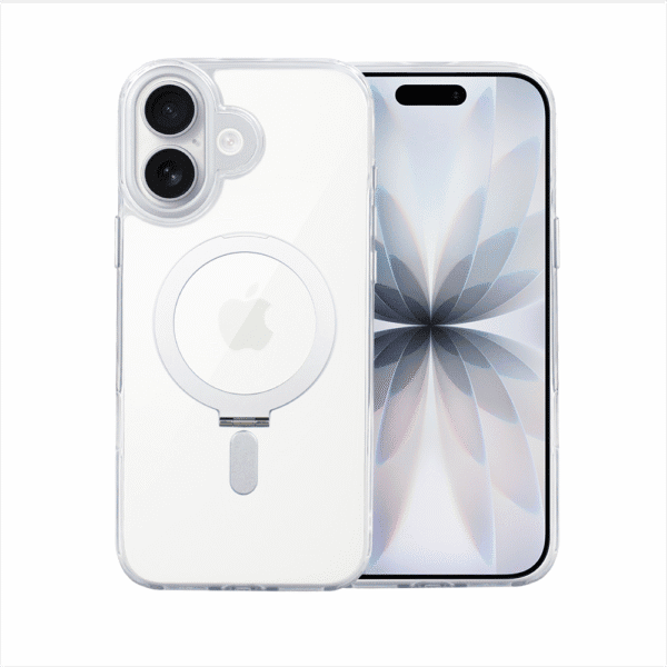 Etui do iPhone 17 Metal Clear Cam MagSafe Stand z podstawką, twarde, przeźroczyste