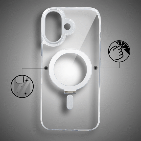 Etui do iPhone 17 Metal Clear Cam MagSafe Stand z podstawką, twarde, przeźroczyste (7)