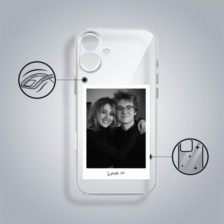 Etui do iPhone 17, Polaroid z własnym zdjęciem, upominek na prezent, przeźroczyste (2)