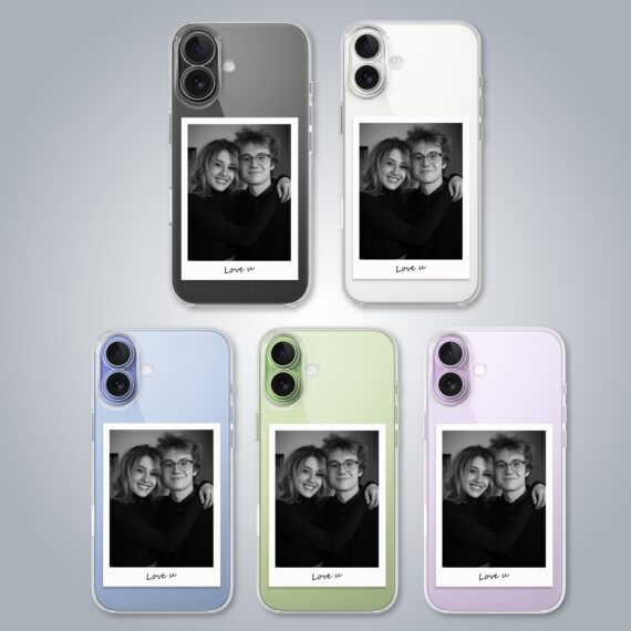 Etui do iPhone 17, Polaroid z własnym zdjęciem, upominek na prezent, przeźroczyste (3)