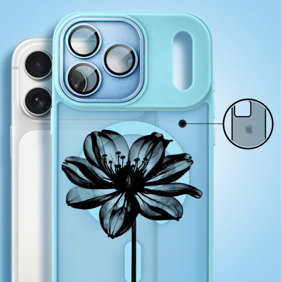 Etui do iPhone 17 Pro Color Flush z MagSafe, z osłoną aparatu, czarny kwiat, błękitne1 Etui do iPhone 17 Pro Color Flush z MagSafe, z osłoną aparatu, czarny kwiat, błękitne1
