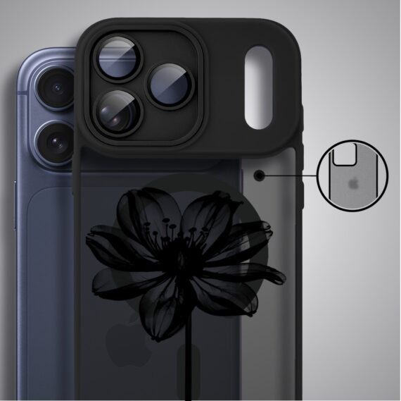 Etui do iPhone 17 Pro Color Flush z MagSafe, z osłoną aparatu, czarny kwiat, czarne1 Etui do iPhone 17 Pro Color Flush z MagSafe, z osłoną aparatu, czarny kwiat, czarne1