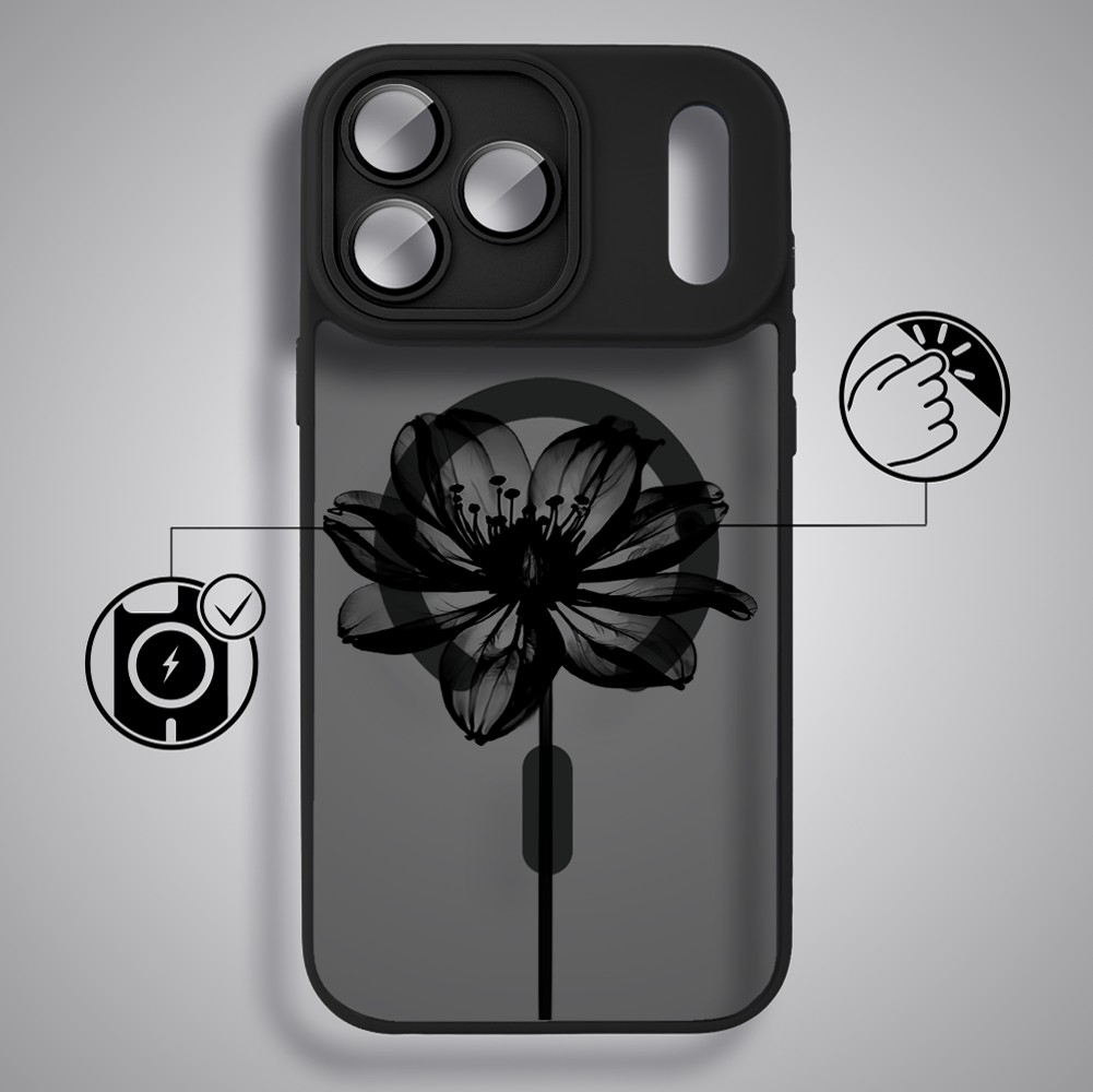 Etui do iPhone 17 Pro Color Flush z MagSafe, z osłoną aparatu, czarny kwiat, czarne6