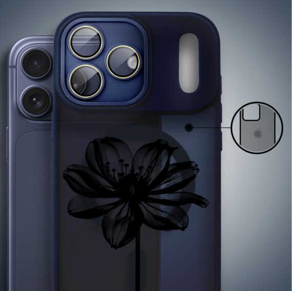 Etui do iPhone 17 Pro Color Flush z MagSafe, z osłoną aparatu, czarny kwiat, granatowe1 Etui do iPhone 17 Pro Color Flush z MagSafe, z osłoną aparatu, czarny kwiat, granatowe1