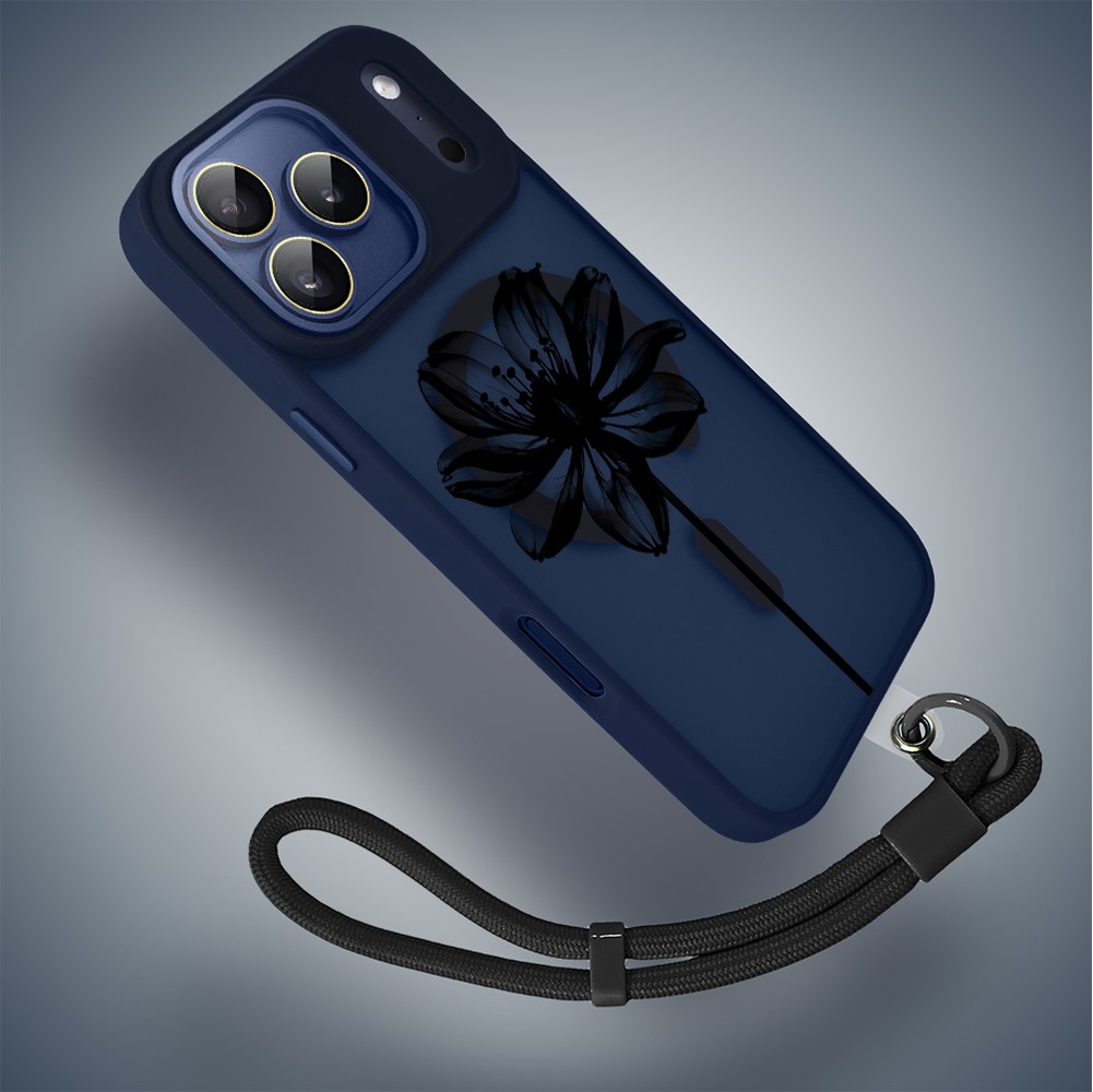 Etui do iPhone 17 Pro Color Flush z MagSafe, z osłoną aparatu, czarny kwiat, granatowe4