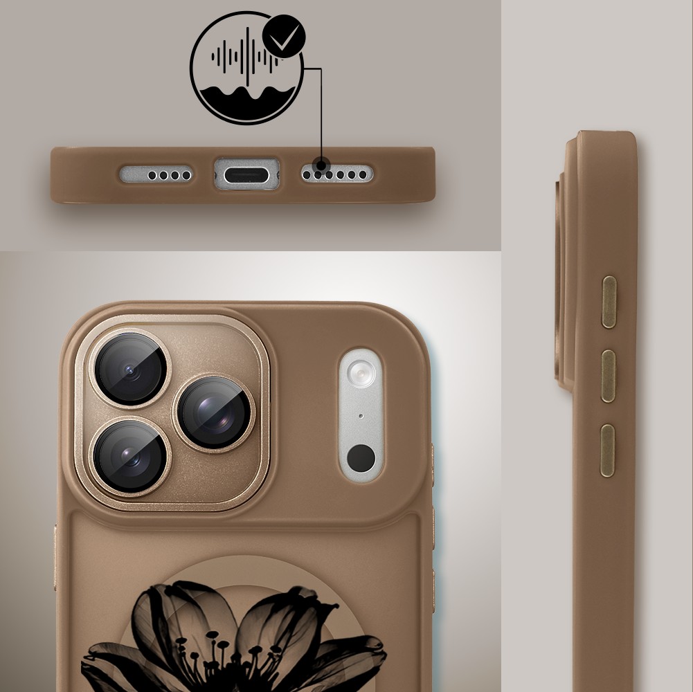 Etui do iPhone 17 Pro Color Flush z MagSafe, z osłoną aparatu, czarny kwiat, pustynny brąz2