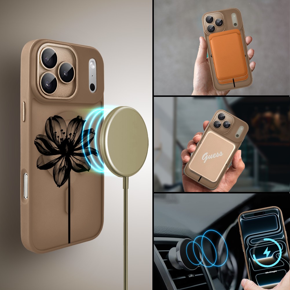 Etui do iPhone 17 Pro Color Flush z MagSafe, z osłoną aparatu, czarny kwiat, pustynny brąz5