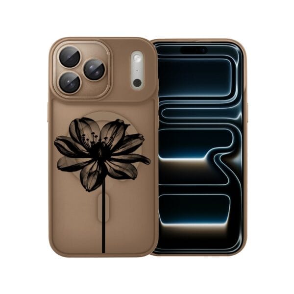 Etui do iPhone 17 Pro Max Color Flush z MagSafe, z osłoną aparatu, czarny kwiat, pustynny brąz