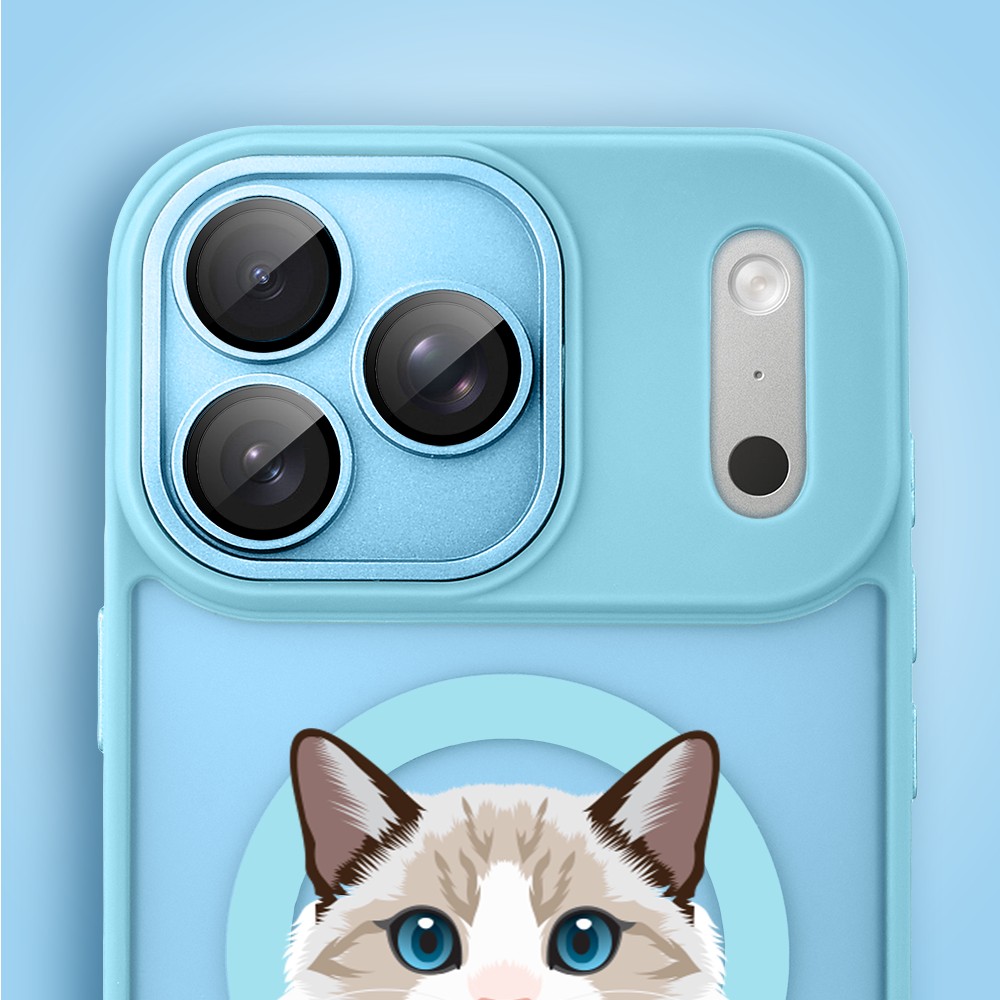 Etui do iPhone 17 Pro Color Flush z MagSafe, z osłoną aparatu, kot birmański, błękitne8