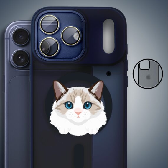 Etui do iPhone 17 Pro Color Flush z MagSafe, z osłoną aparatu, kot birmański, granatowe1 Etui do iPhone 17 Pro Color Flush z MagSafe, z osłoną aparatu, kot birmański, granatowe1
