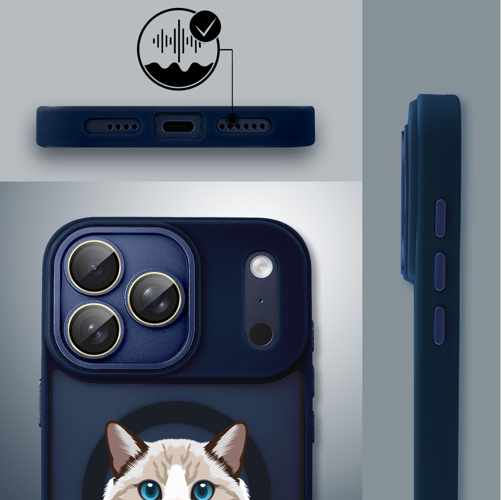 Etui do iPhone 17 Pro Color Flush z MagSafe, z osłoną aparatu, kot birmański, granatowe2