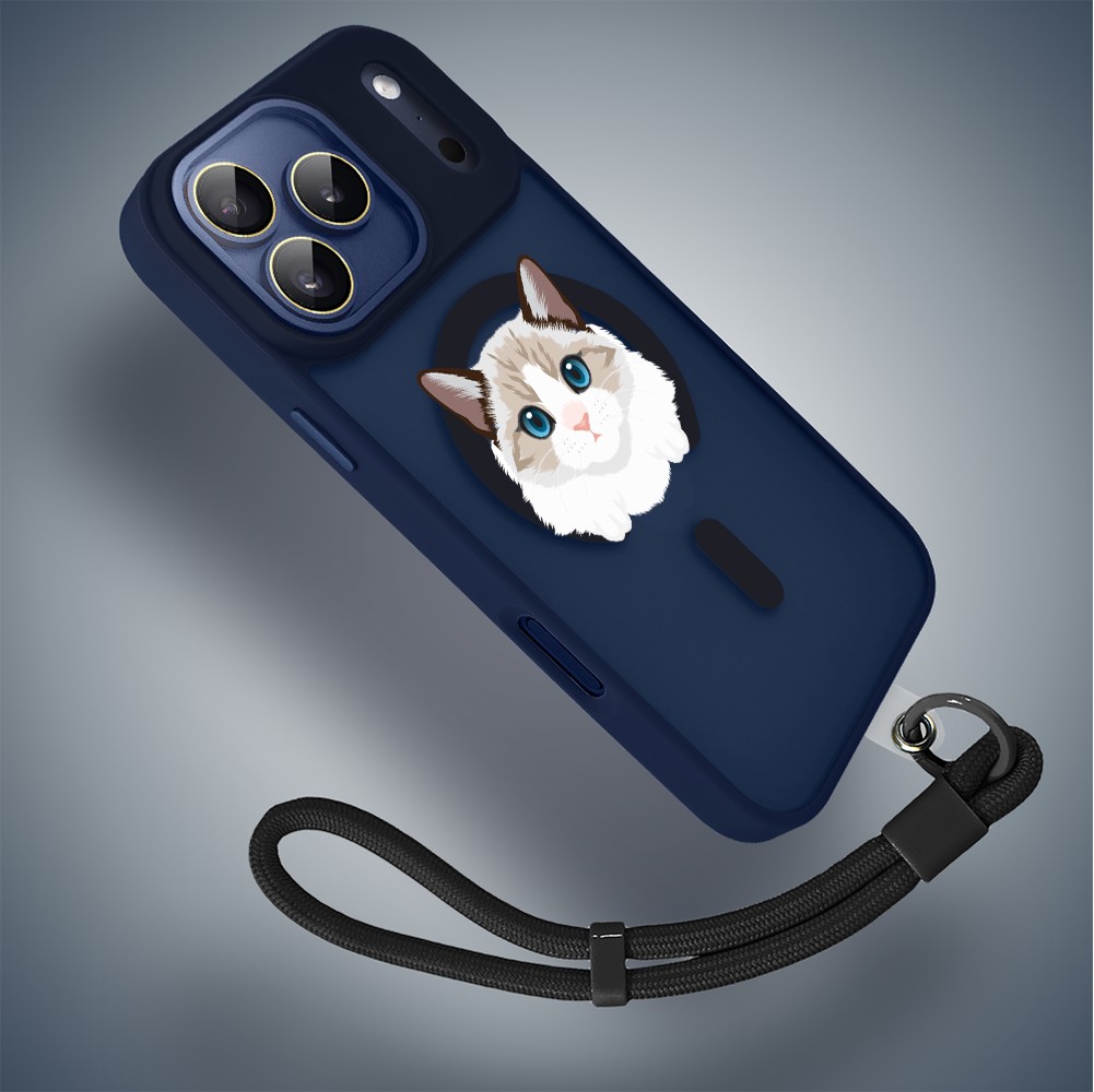Etui do iPhone 17 Pro Color Flush z MagSafe, z osłoną aparatu, kot birmański, granatowe4
