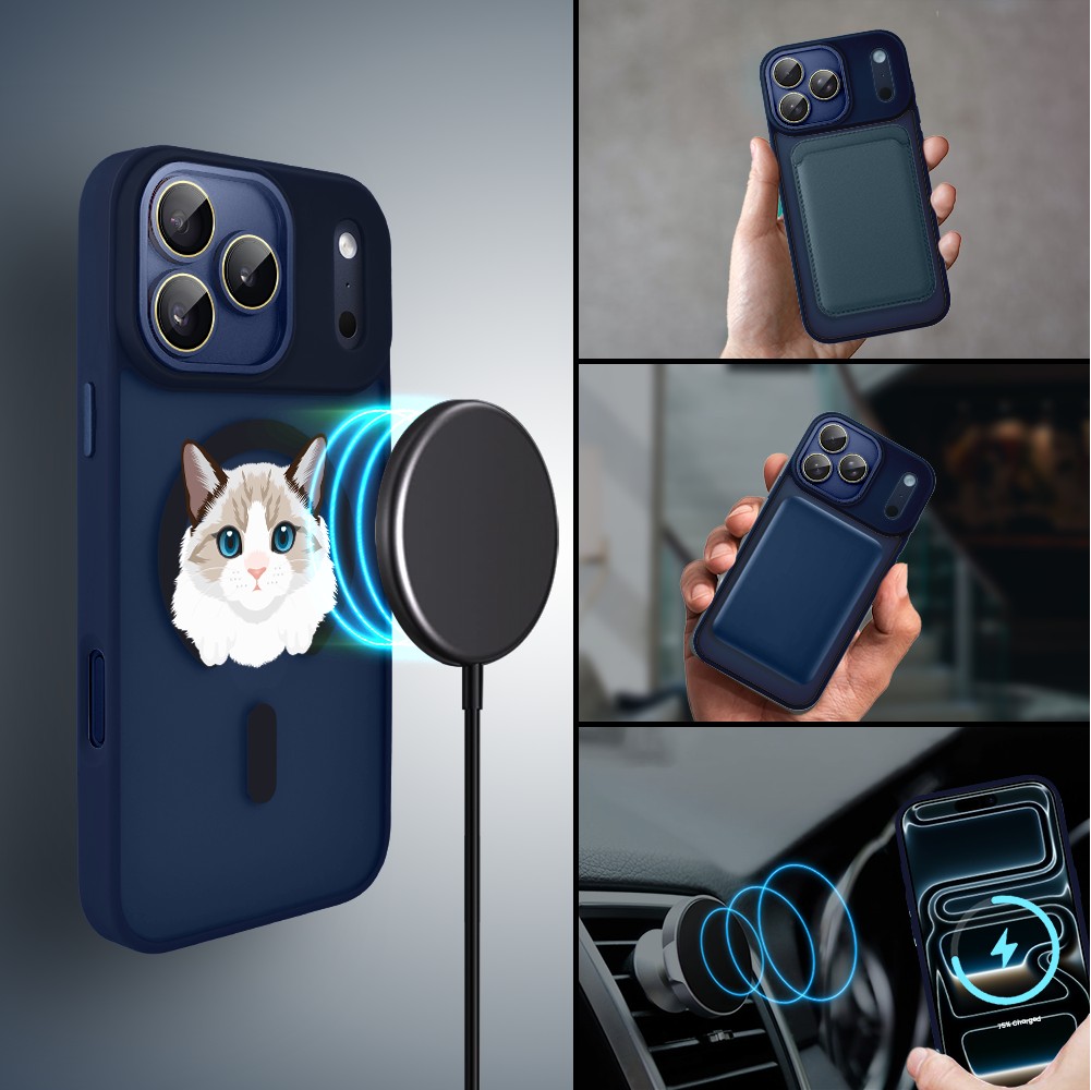 Etui do iPhone 17 Pro Color Flush z MagSafe, z osłoną aparatu, kot birmański, granatowe5