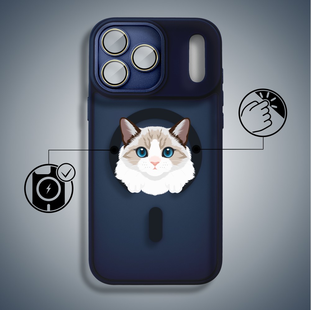 Etui do iPhone 17 Pro Color Flush z MagSafe, z osłoną aparatu, kot birmański, granatowe6