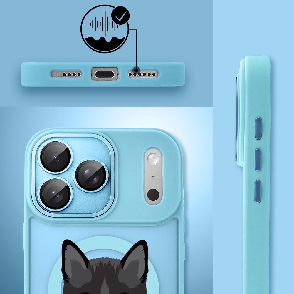 Etui do iPhone 17 Pro Color Flush z MagSafe, z osłoną aparatu, kot bombajski, błękitne2