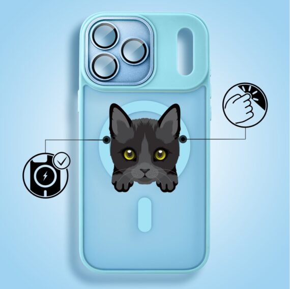 Etui do iPhone 17 Pro Color Flush z MagSafe, z osłoną aparatu, kot bombajski, błękitne6 Etui do iPhone 17 Pro Color Flush z MagSafe, z osłoną aparatu, kot bombajski, błękitne6