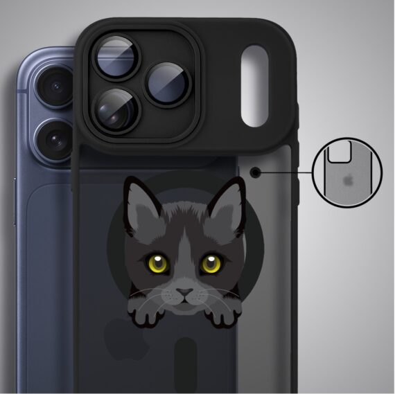 Etui do iPhone 17 Pro Color Flush z MagSafe, z osłoną aparatu, kot bombajski, czarne1 Etui do iPhone 17 Pro Color Flush z MagSafe, z osłoną aparatu, kot bombajski, czarne1