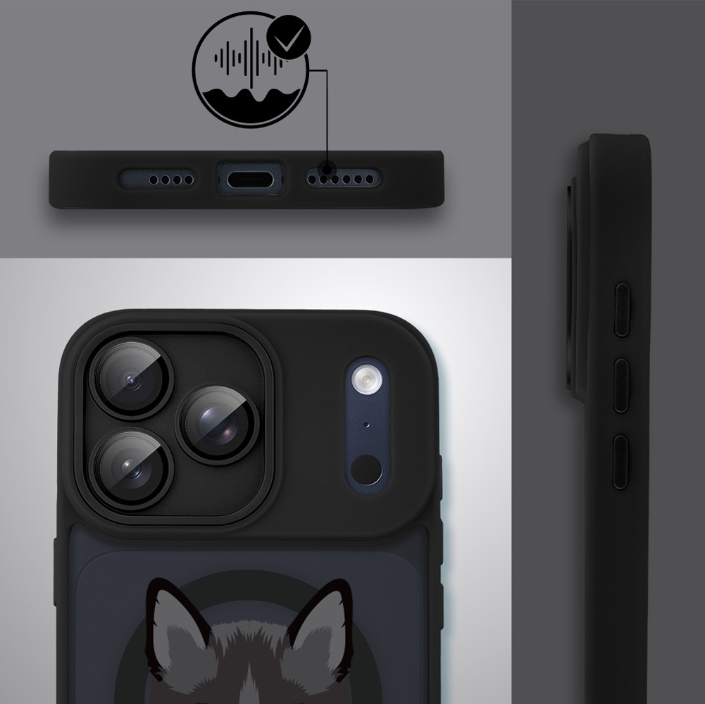 Etui do iPhone 17 Pro Color Flush z MagSafe, z osłoną aparatu, kot bombajski, czarne2