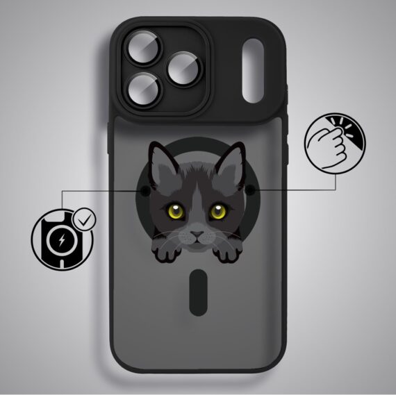 Etui do iPhone 17 Pro Color Flush z MagSafe, z osłoną aparatu, kot bombajski, czarne6 Etui do iPhone 17 Pro Color Flush z MagSafe, z osłoną aparatu, kot bombajski, czarne6