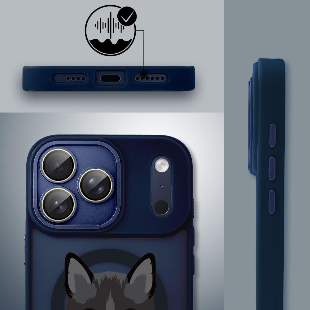 Etui do iPhone 17 Pro Color Flush z MagSafe, z osłoną aparatu, kot bombajski, granatowe2