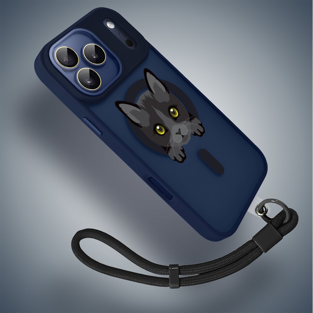 Etui do iPhone 17 Pro Color Flush z MagSafe, z osłoną aparatu, kot bombajski, granatowe4