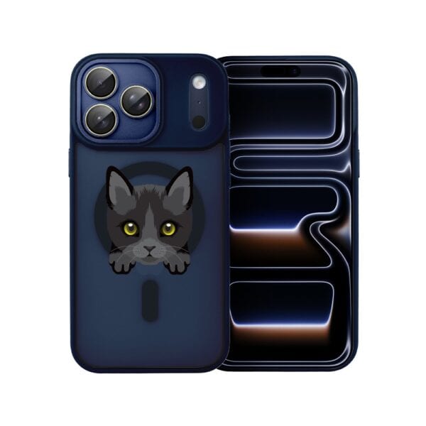 Etui do iPhone 17 Pro Color Flush z MagSafe, z osłoną aparatu, kot bombajski, granatowe
