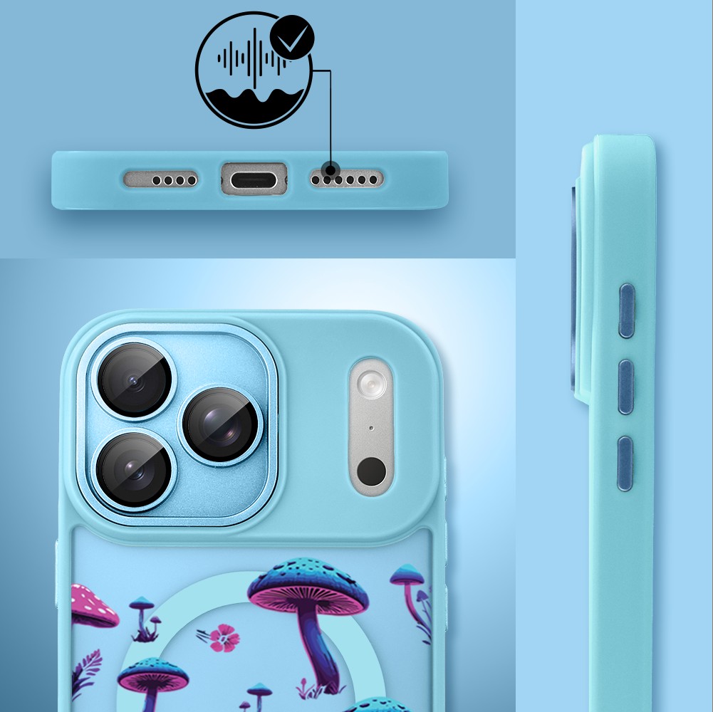 Etui do iPhone 17 Pro Color Flush z MagSafe, z osłoną aparatu, magiczne grzybki, błękitne2