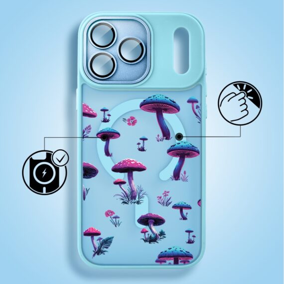 Etui do iPhone 17 Pro Color Flush z MagSafe, z osłoną aparatu, magiczne grzybki, błękitne6 Etui do iPhone 17 Pro Color Flush z MagSafe, z osłoną aparatu, magiczne grzybki, błękitne6