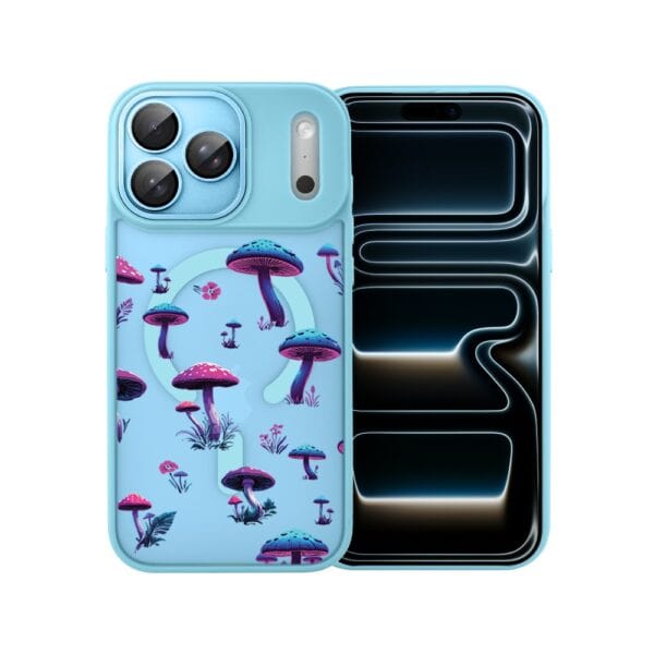 Etui do iPhone 17 Pro Max Color Flush z MagSafe, z osłoną aparatu, magiczne grzybki, błękitne