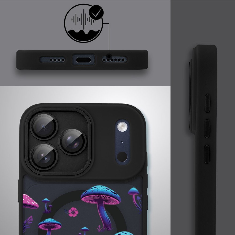 Etui do iPhone 17 Pro Color Flush z MagSafe, z osłoną aparatu, magiczne grzybki, czarne2