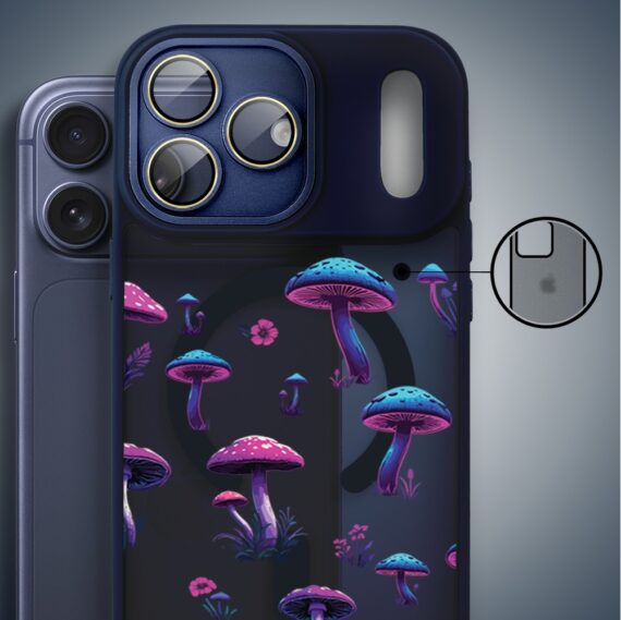 Etui do iPhone 17 Pro Color Flush z MagSafe, z osłoną aparatu, magiczne grzybki, granatowe1 Etui do iPhone 17 Pro Color Flush z MagSafe, z osłoną aparatu, magiczne grzybki, granatowe1