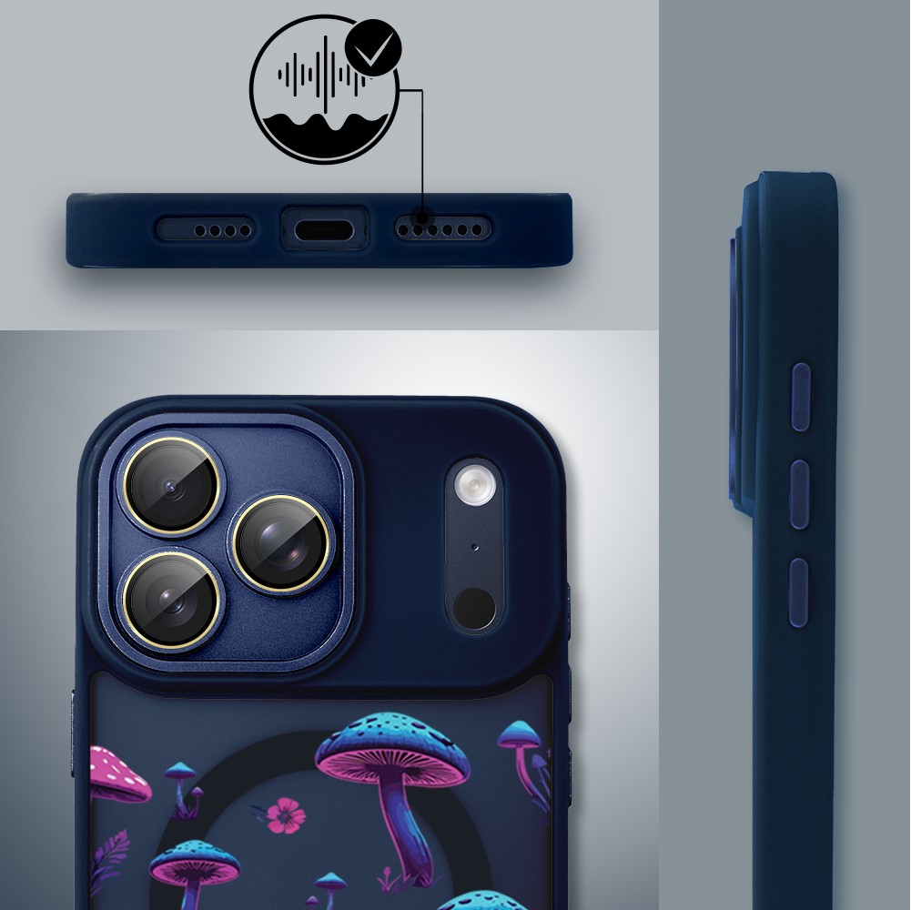Etui do iPhone 17 Pro Color Flush z MagSafe, z osłoną aparatu, magiczne grzybki, granatowe2