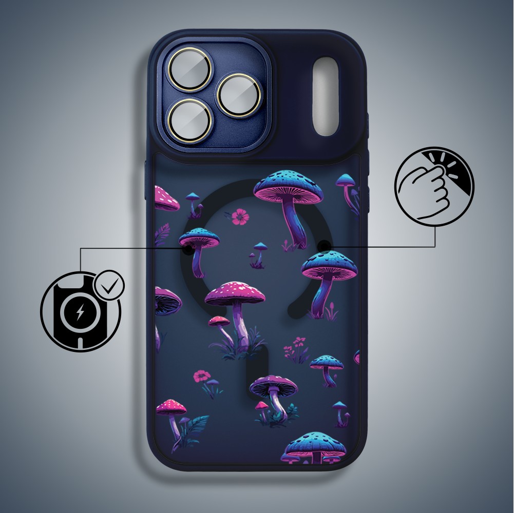 Etui do iPhone 17 Pro Color Flush z MagSafe, z osłoną aparatu, magiczne grzybki, granatowe6