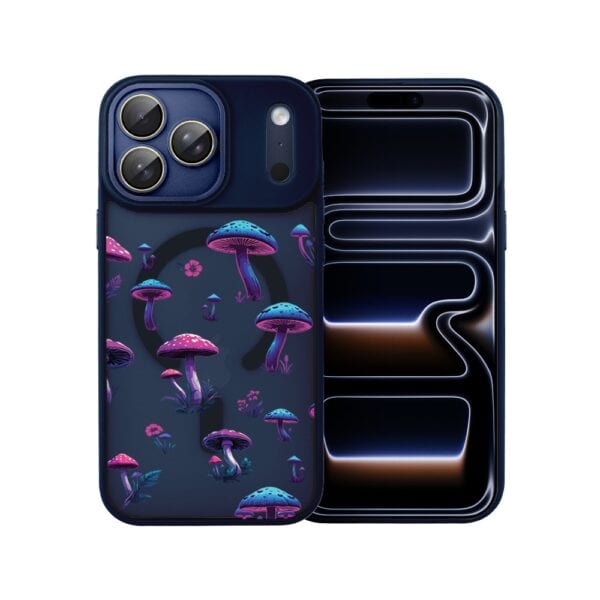 Etui do iPhone 17 Pro Max Color Flush z MagSafe, z osłoną aparatu, magiczne grzybki, granatowe