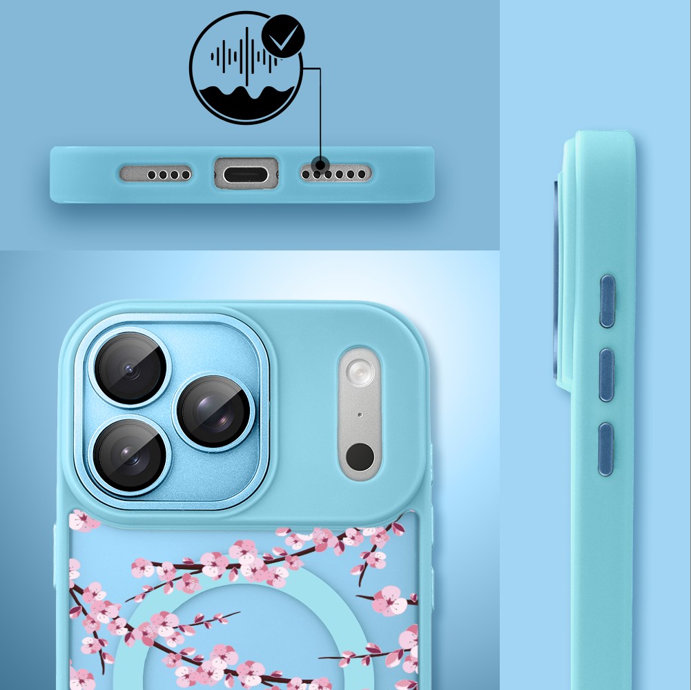 Etui do iPhone 17 Pro Color Flush z MagSafe, z osłoną aparatu, sakura kwiat wiśni, błękitne2