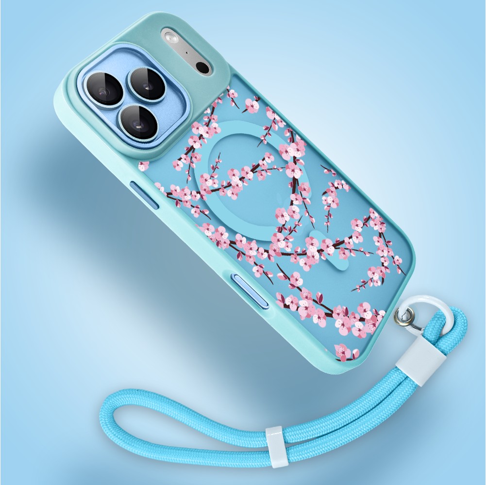 Etui do iPhone 17 Pro Color Flush z MagSafe, z osłoną aparatu, sakura kwiat wiśni, błękitne4