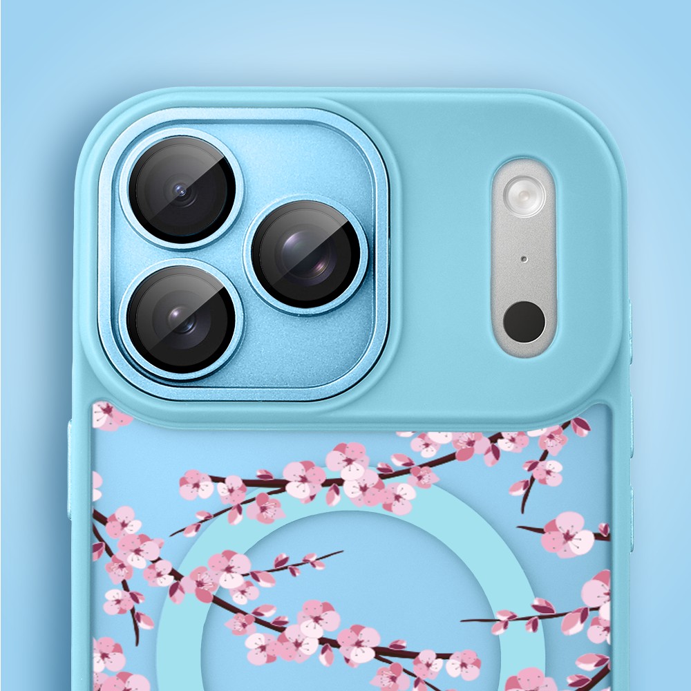Etui do iPhone 17 Pro Color Flush z MagSafe, z osłoną aparatu, sakura kwiat wiśni, błękitne8