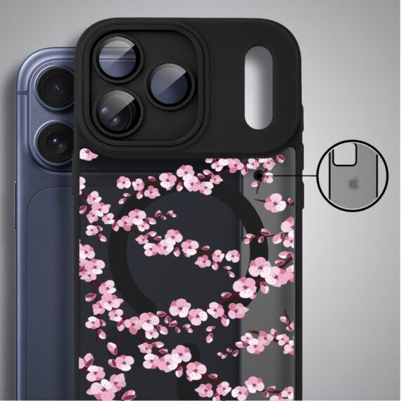 Etui do iPhone 17 Pro Color Flush z MagSafe, z osłoną aparatu, sakura kwiat wiśni, czarne1 Etui do iPhone 17 Pro Color Flush z MagSafe, z osłoną aparatu, sakura kwiat wiśni, czarne1