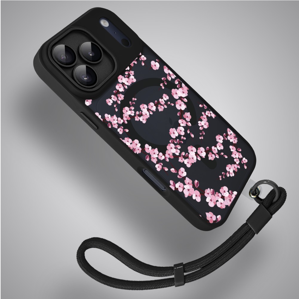 Etui do iPhone 17 Pro Color Flush z MagSafe, z osłoną aparatu, sakura kwiat wiśni, czarne4