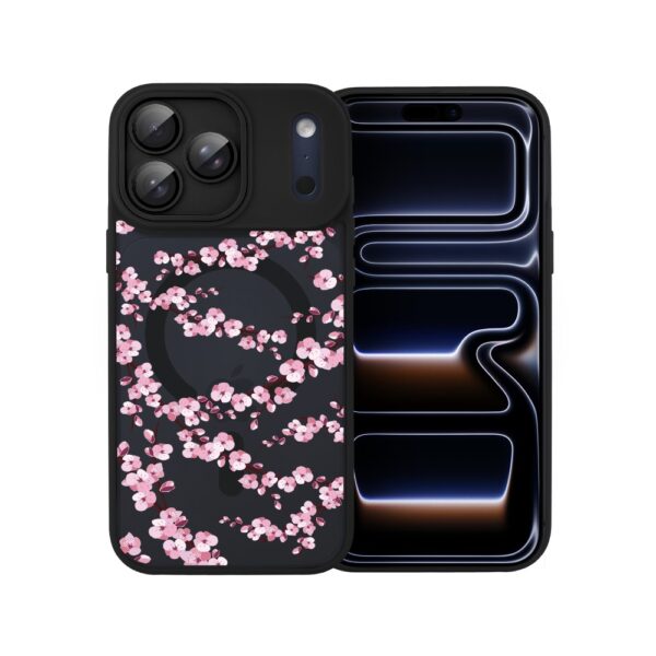 Etui do iPhone 17 Pro Color Flush z MagSafe, z osłoną aparatu, sakura kwiat wiśni, czarne