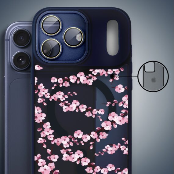 Etui do iPhone 17 Pro Color Flush z MagSafe, z osłoną aparatu, sakura kwiat wiśni, granatowe1 Etui do iPhone 17 Pro Color Flush z MagSafe, z osłoną aparatu, sakura kwiat wiśni, granatowe1