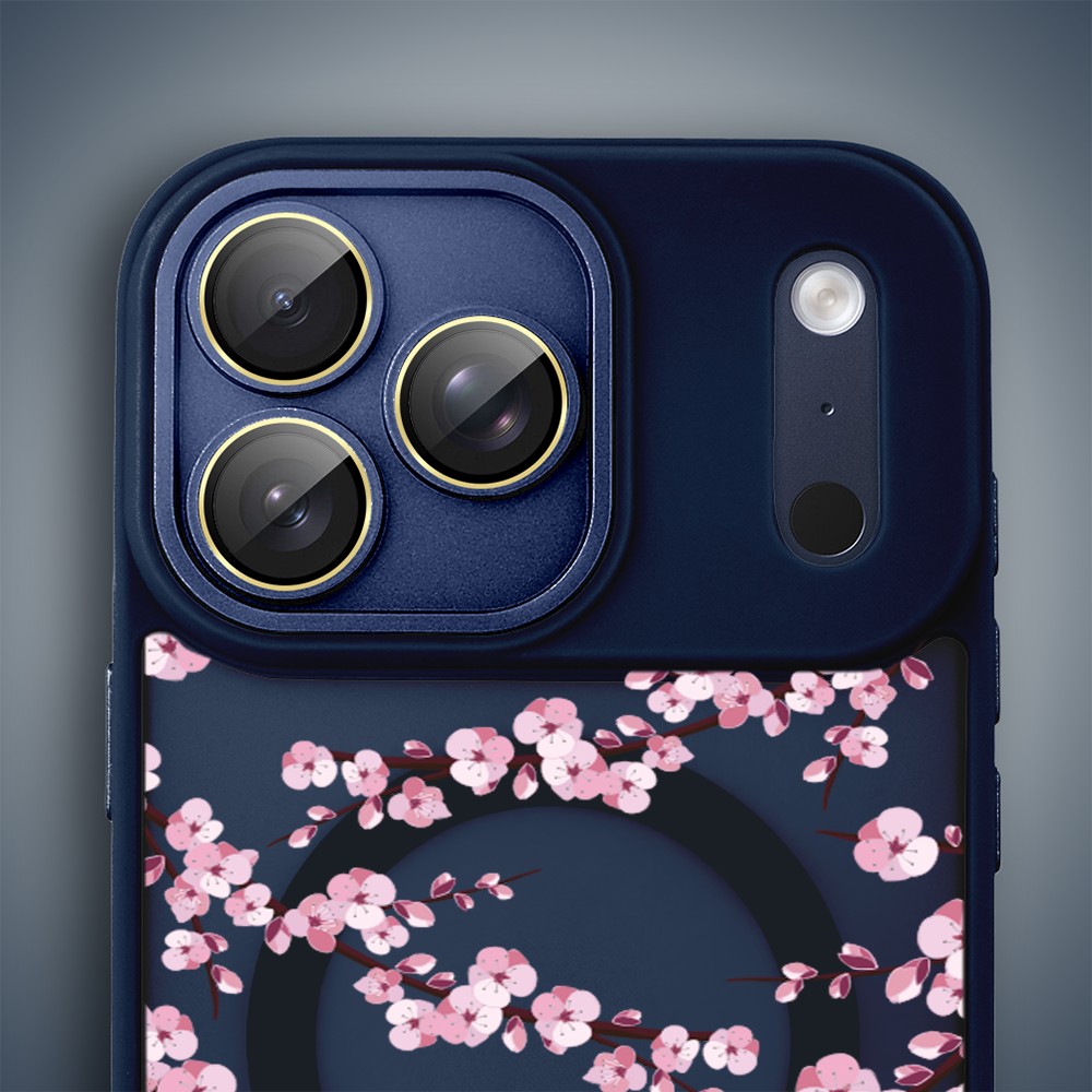 Etui do iPhone 17 Pro Color Flush z MagSafe, z osłoną aparatu, sakura kwiat wiśni, granatowe8