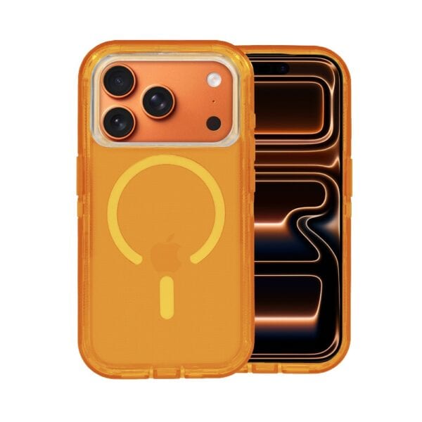 Etui do iPhone 17 Pro Max Crystal Armor Magsafe, Anti-Drop pancerne 3w1, pomarańczowe