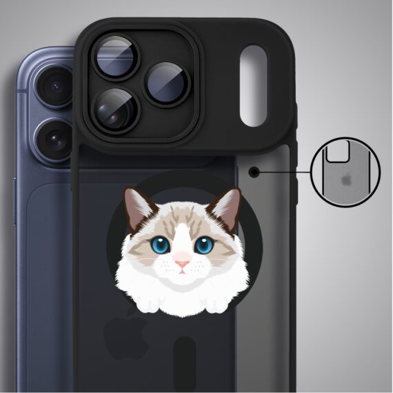 Etui do iPhone 17 Pro Etui do iPhone 16e Color Flush z MagSafe, z osłoną aparatu, kot birmański, czarne1 Etui do iPhone 17 Pro Etui do iPhone 16e Color Flush z MagSafe, z osłoną aparatu, kot birmański, czarne1