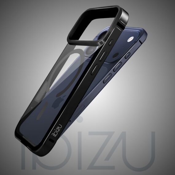 Etui do iPhone 17 Pro IBIZU Elite Skin z MagSafe, krystalicznie czyste z metalową ramką, czarne (1)