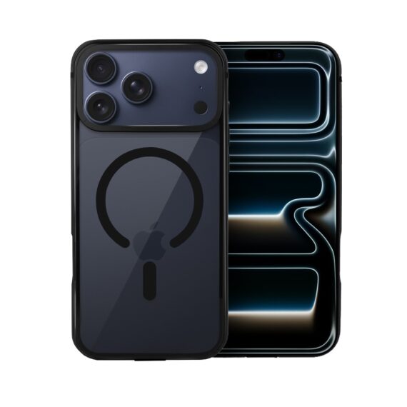 Etui do iPhone 17 Pro IBIZU Elite Skin z MagSafe, krystalicznie czyste z metalową ramką, czarne (2)