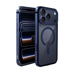 Etui do iPhone IBIZU Elite Skin z MagSafe z metalową ramką granatowe