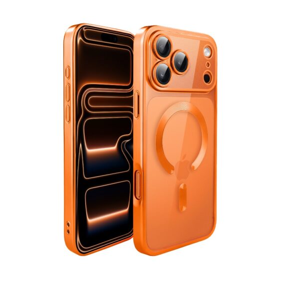 Etui do iPhone 17 Pro MagSafe Luxury Protect przeźroczyste, z osłoną aparatu, Titanium Finish, pomarańczowe Obszar kompozycji 1